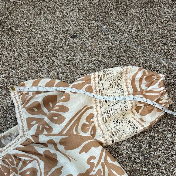 Christian Siriano Floral Lace Crocheted Hawaiian Blouse - Brown and Cream - Picture 11 of 11